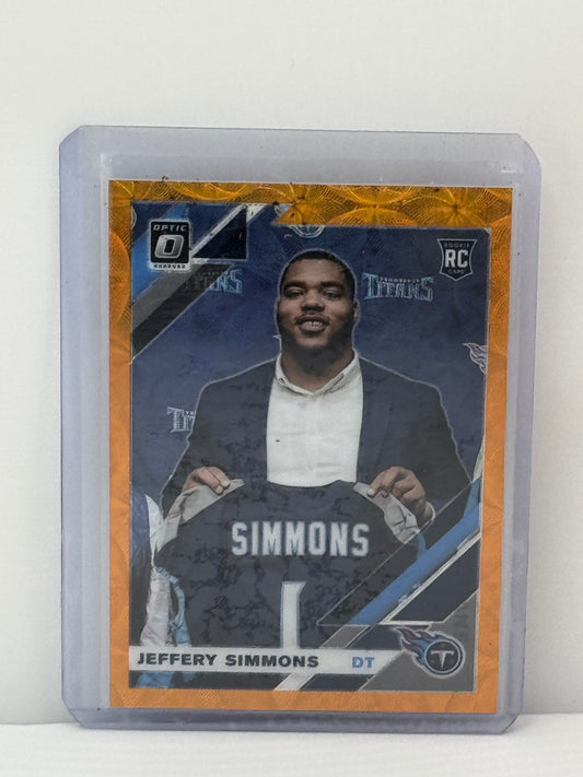 2019 Donruss Optic #108 Jeffrey Simmons Orange Scope 44/79 RC Tennessee Titans