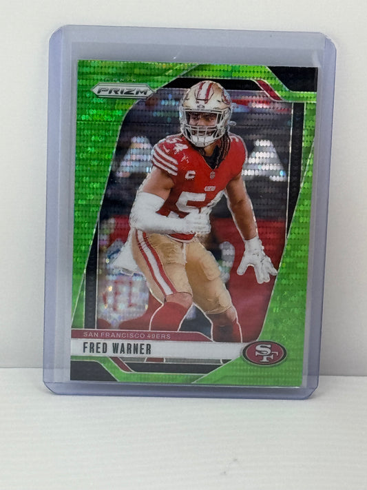 2024 Panini Prizm #255 Fred Warner Neon Green Pulsar San Francisco 49ers