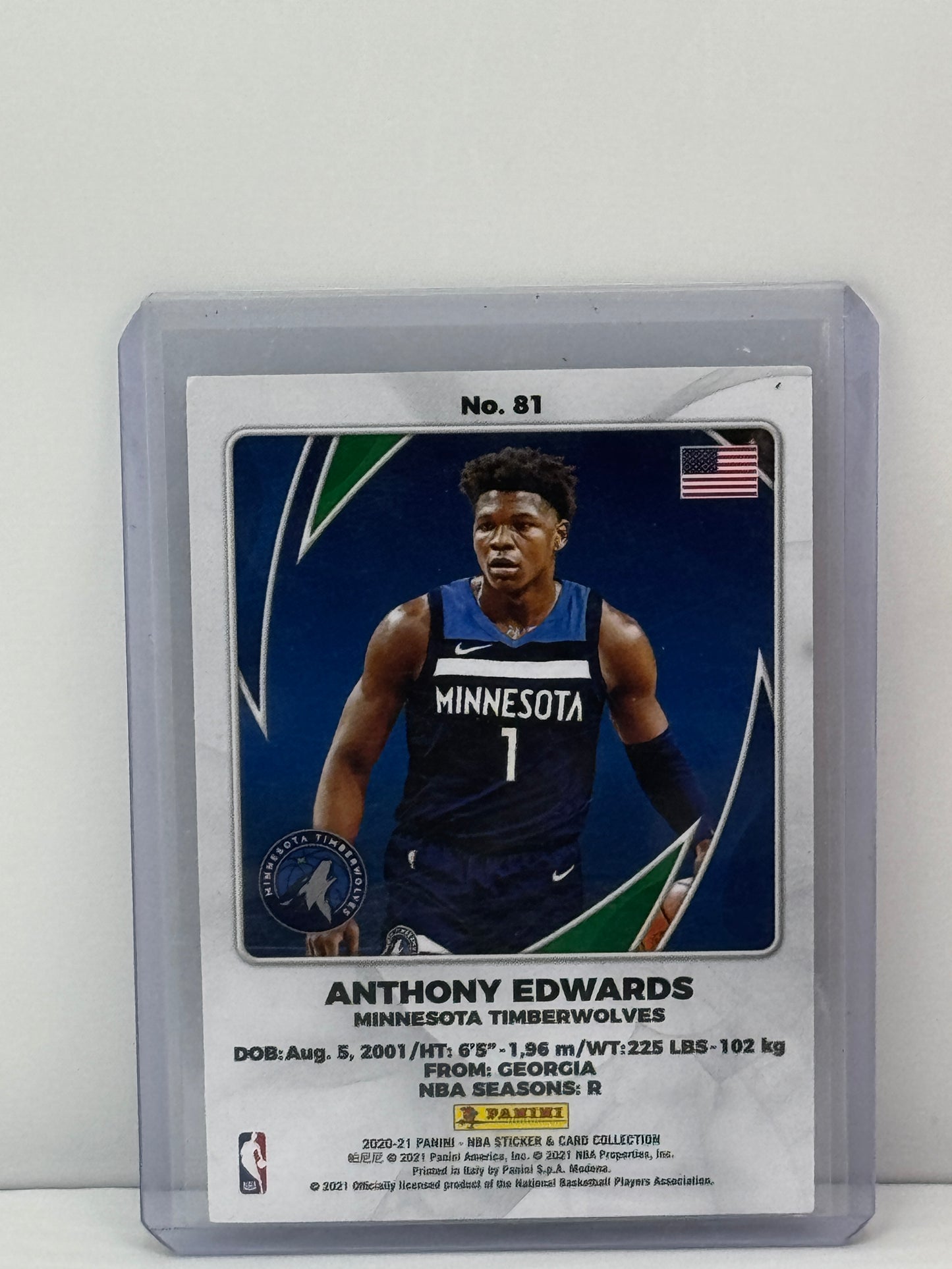 2020-21 Panini NBA Sticker & Card Collection #81 Anthony Edwards RC Minnesota Timberwolves