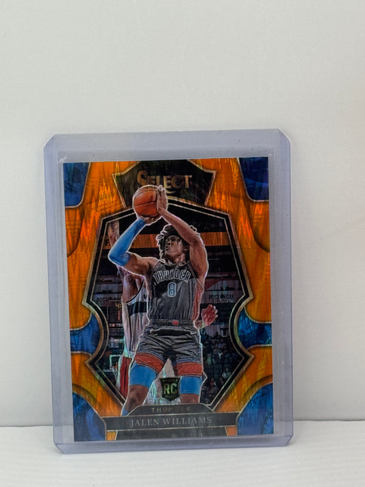 2022-23 Panini Select #167 Jalen Williams Premier Level Orange Flash Prizm RC Oklahoma City Thunder