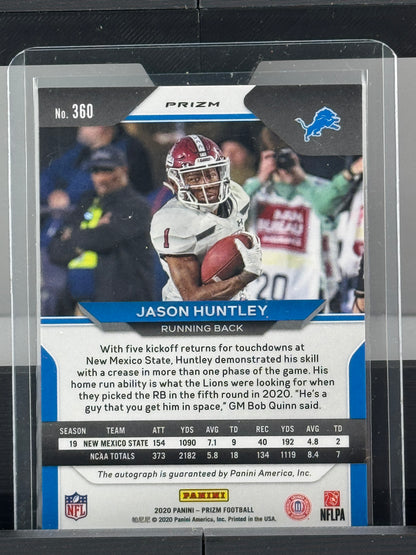 2020 Prizm #360 Jason Huntley Auto Neon Green Pulsar RC Detroit Lions