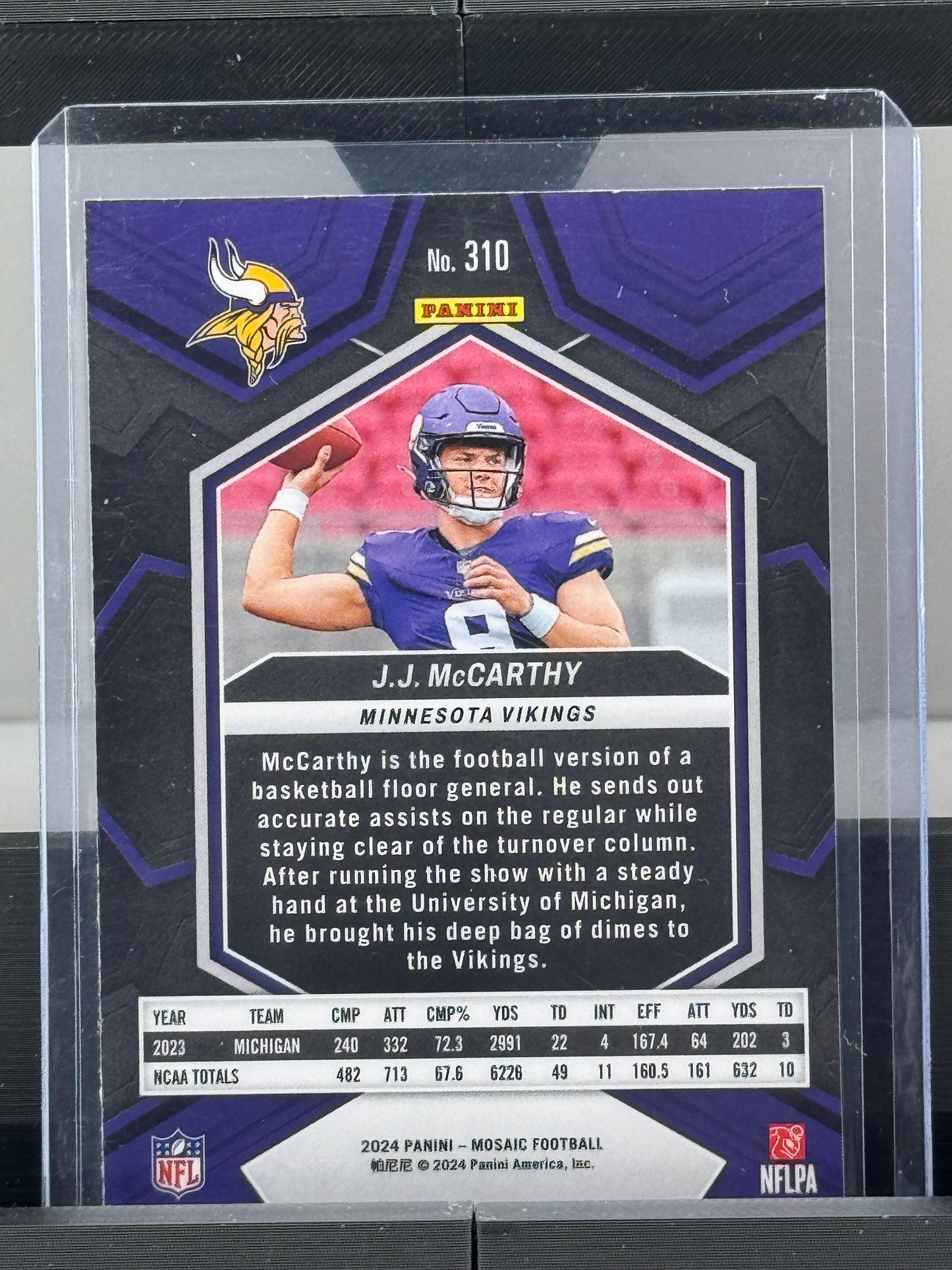 2024 Mosaic #310 JJ McCarthy RC Minnesota Vikings