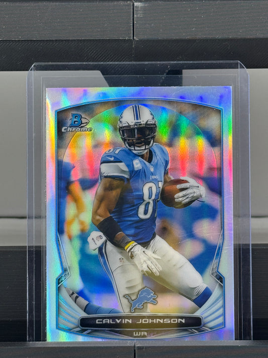 2014 Bowman Chrome #75 Calvin Johnson Silver Refractor Detroit Lions