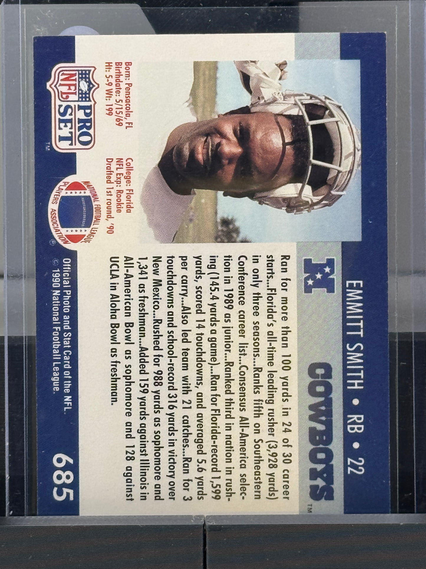 1990 NFL Pro Set #685 Emmitt Smith RC Dallas Cowboys
