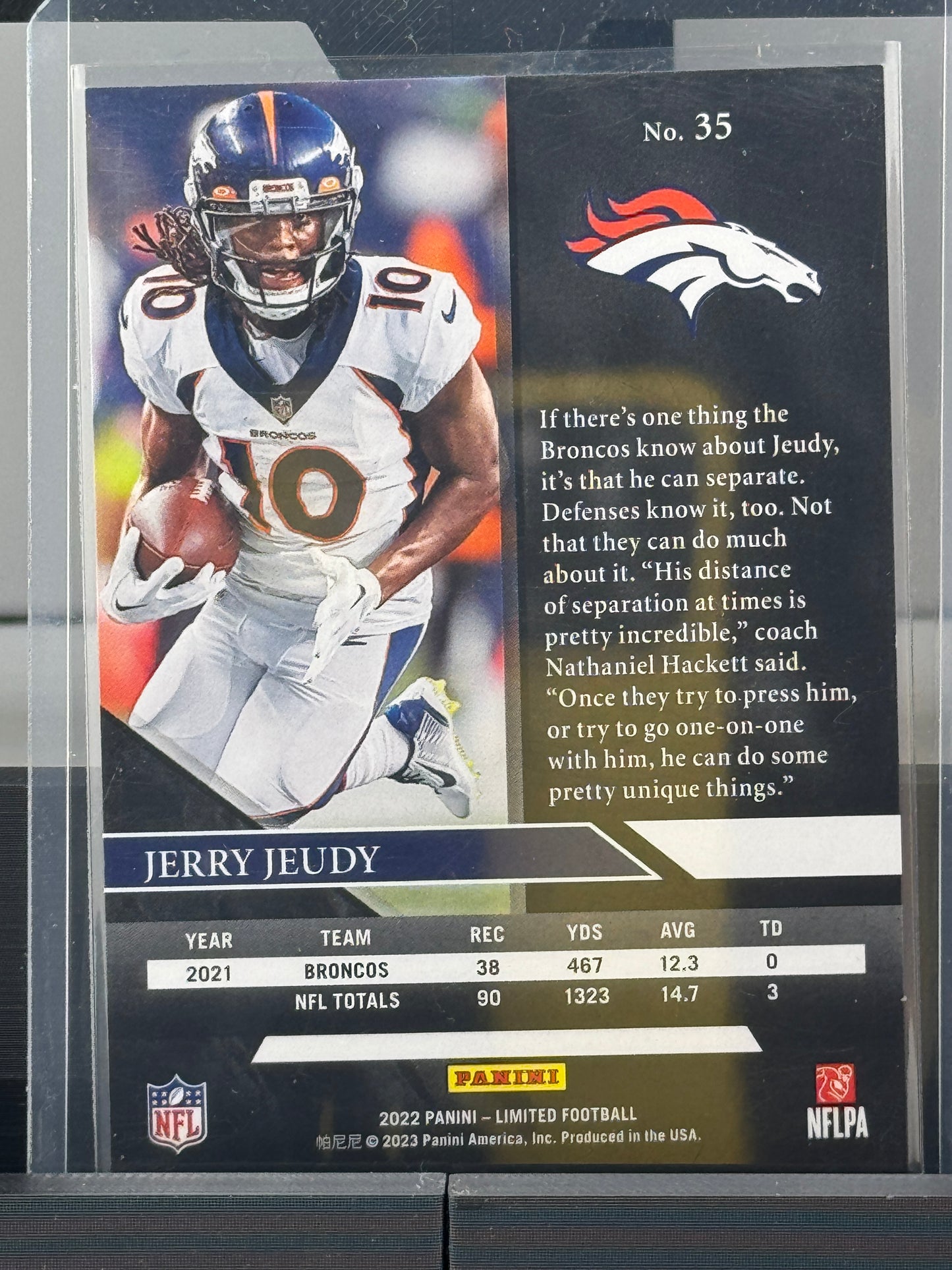 2022 Panini Limited #35 Jerry Jeudy Spotlight Red 31/49 Denver Broncos