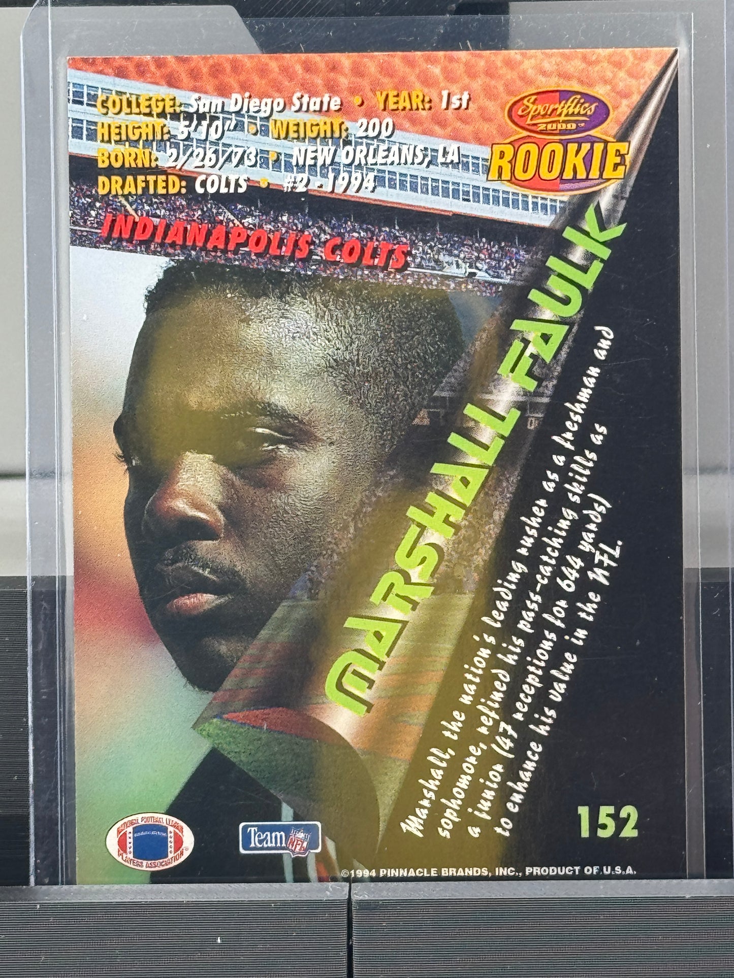 1994 Pinnacle Sportflics Rookie Marshall Faulk RC Indianapolis Colts
