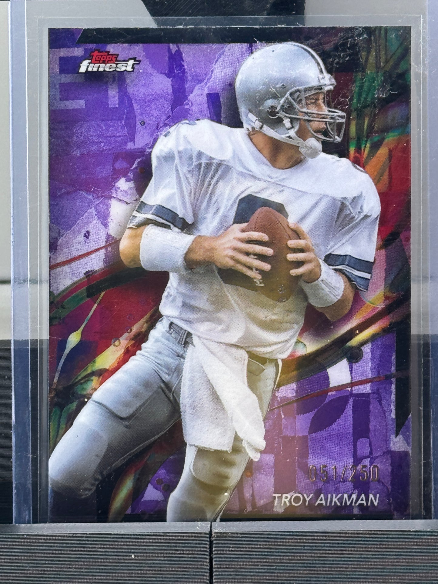 2024 Topps Finest #20 Common Troy Aikman Purple Refractor 51/250 Dallas Cowboys