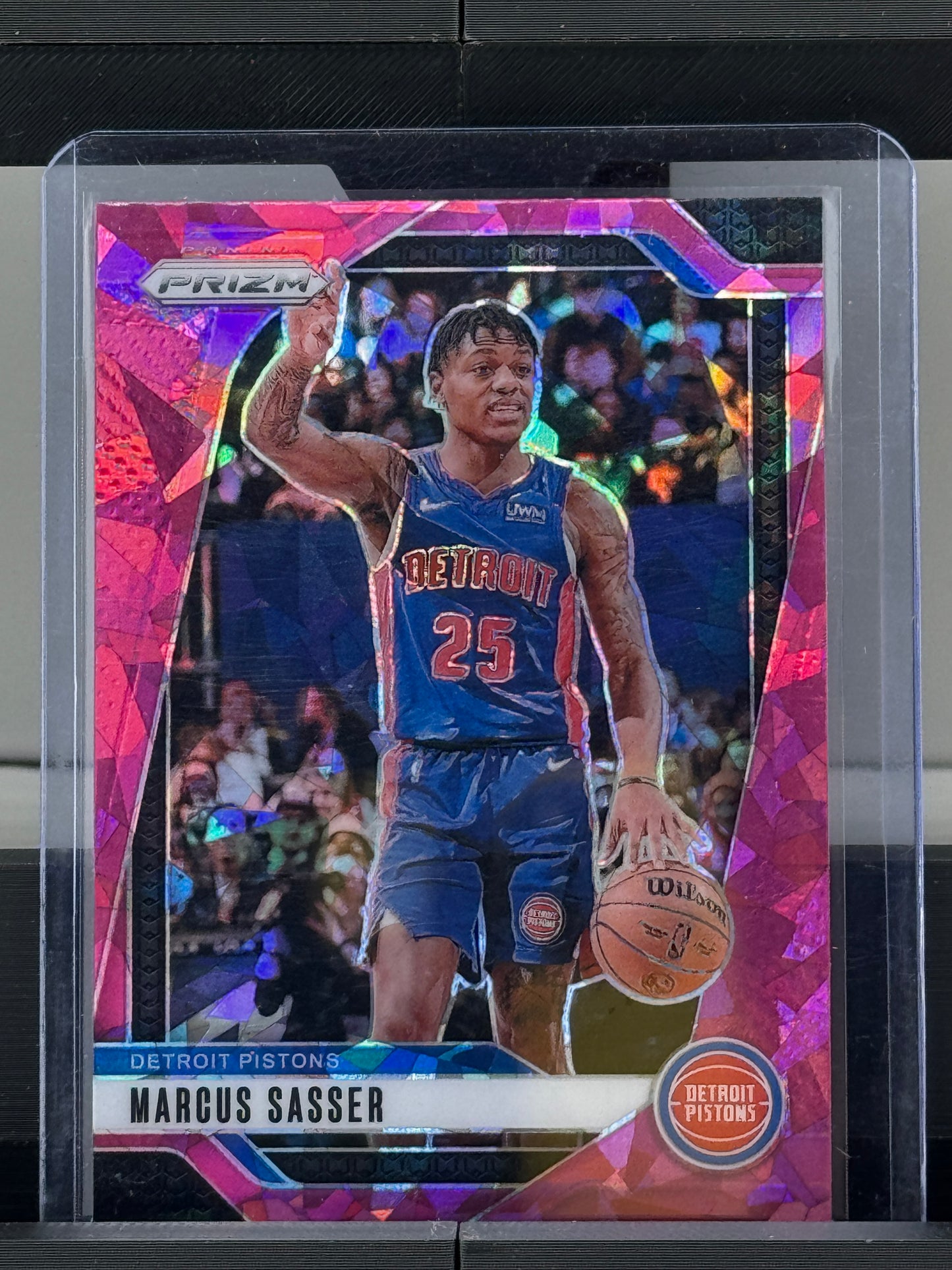 2024-25 Prizm #21 Marcus Sasser Pink Cracked Ice Prizm Detroit Pistons