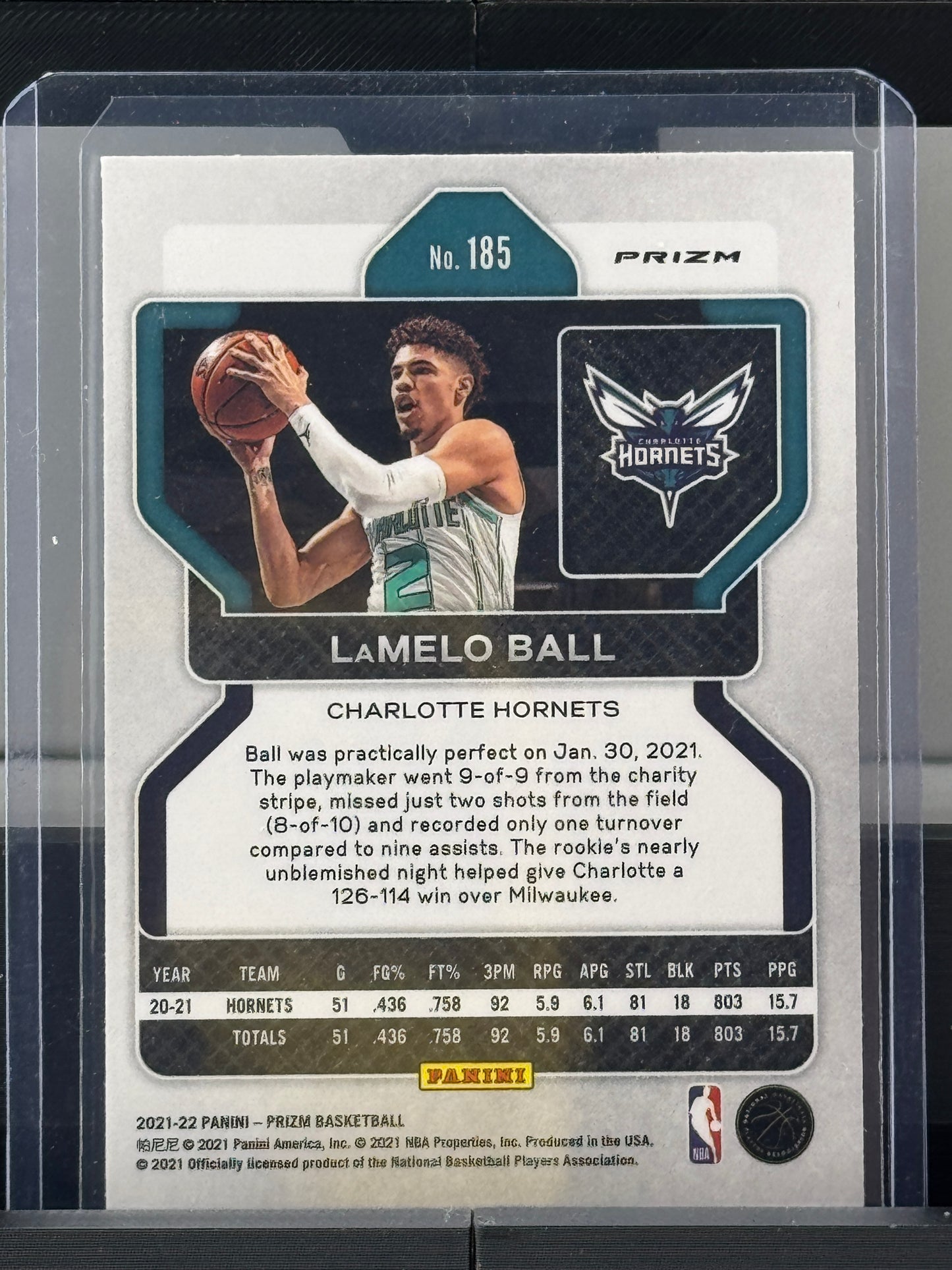 2021-22 Prizm #185 Lamelo Ball Red Cracked Ice Prizm Charlotte Hornets