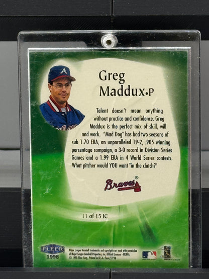 1998 Fleer Tradition #11 of 15 Greg Maddox In The Clutch Atlanta Braves