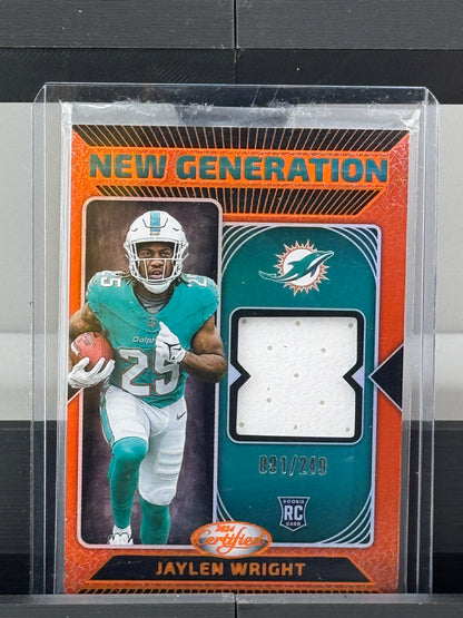 2024 Panini Certified #NGS-JWT Jaylen Wright New Generation Patch RC 91/249 Miami Dolphins