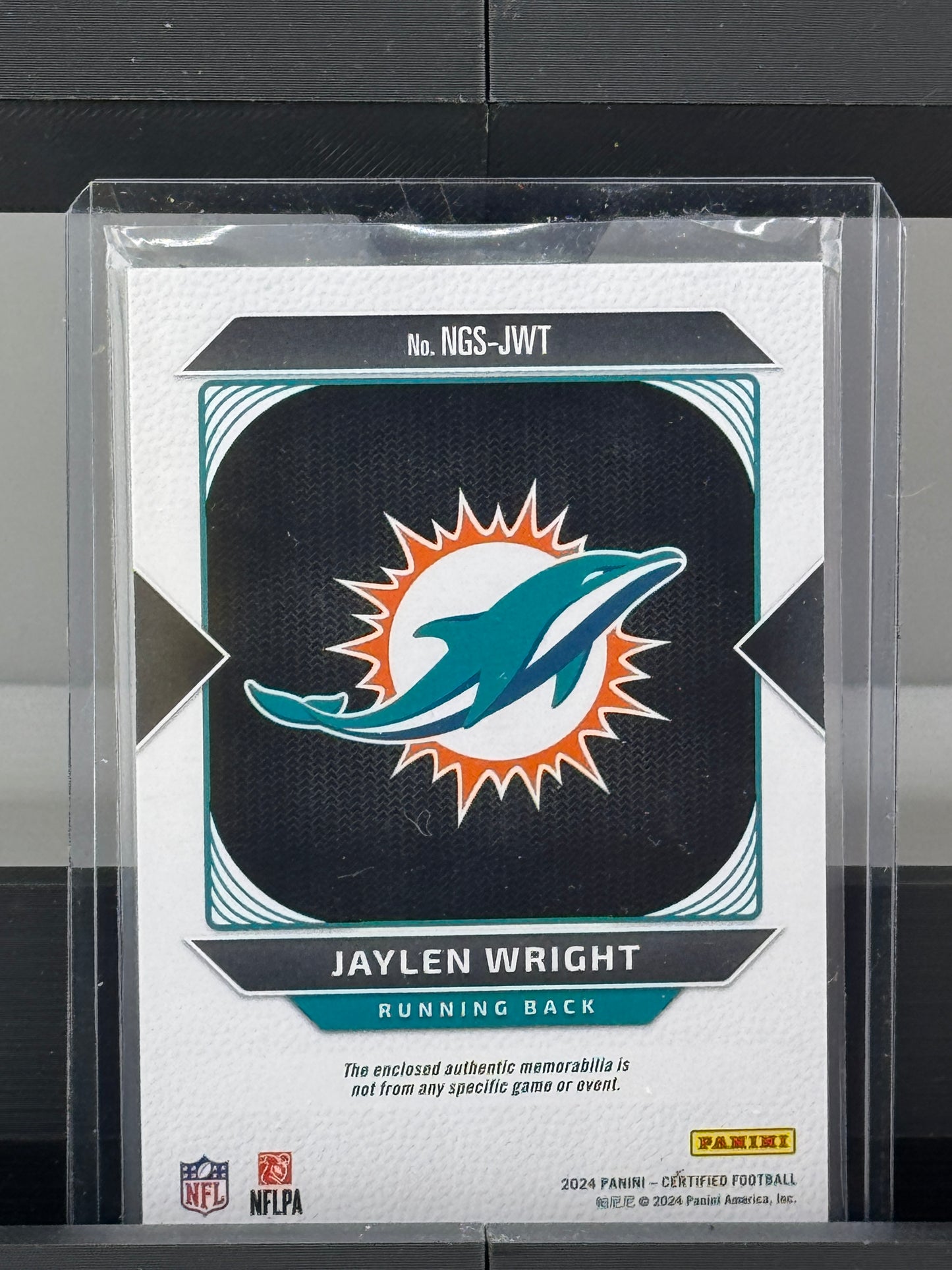 2024 Panini Certified #NGS-JWT Jaylen Wright New Generation Patch RC 91/249 Miami Dolphins