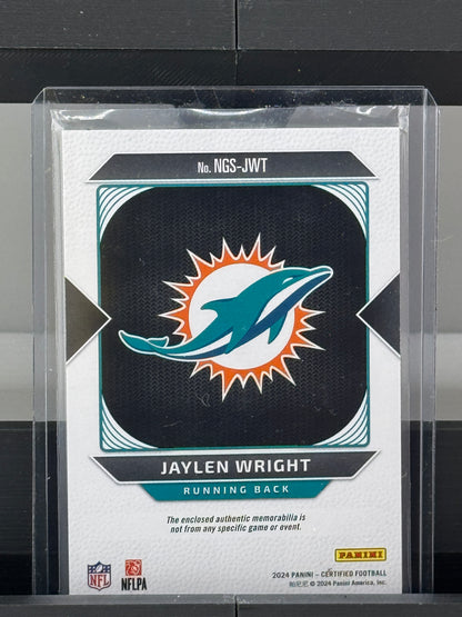 2024 Panini Certified #NGS-JWT Jaylen Wright New Generation Patch RC 91/249 Miami Dolphins