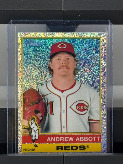 2025 Topps Heritage #469 Andrew Abbott Silver Sparkle RC Cincinnati Reds