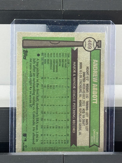 2025 Topps Heritage #469 Andrew Abbott Silver Sparkle RC Cincinnati Reds