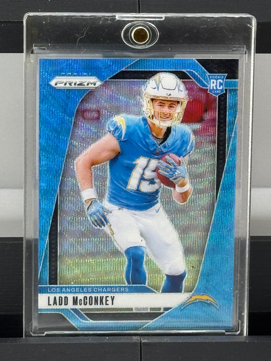 2024 Panini Prizm #365 Ladd McConkey Light Blue Wave Prizm RC 156/230 Los Angeles Chargers