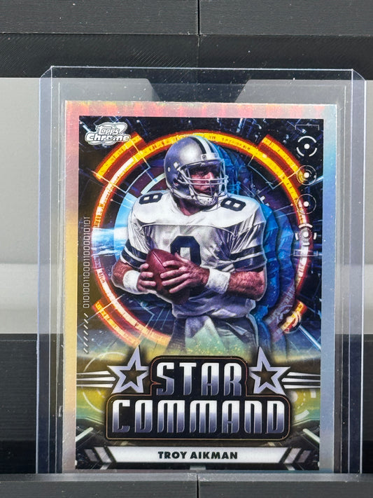 2024 Topps Chrome Cosmic #SC-6 Troy Aikman Star Command Refractor Dallas Cowboys