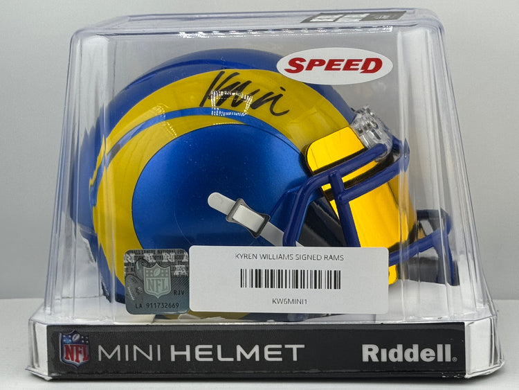 
                        Kyren Williams Los Angeles Rams Signed Speed Mini Helmet with Gold Visor - Rated Rookies
                    