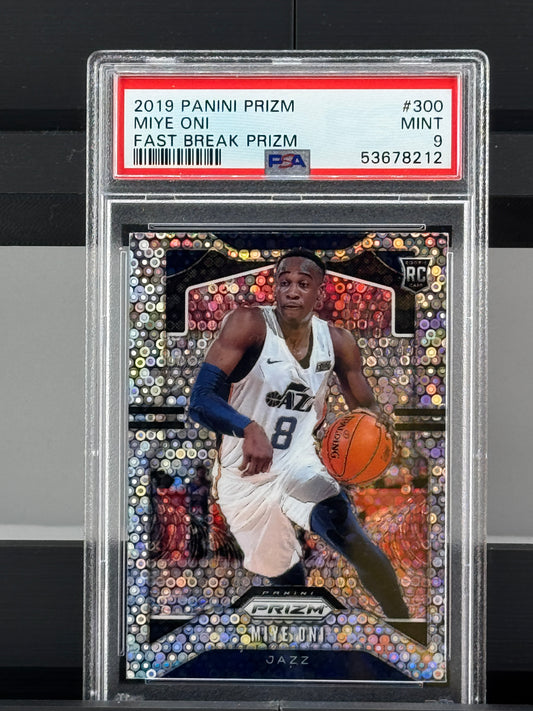2019 Panini Prizm #300 Miye Oni Fast Break Prizm RC PSA 9 Utah Jazz