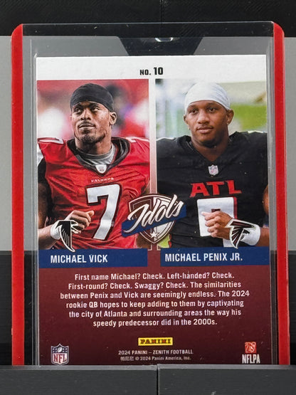 2024 Zenith #10 Michael Penix Jr Michael Vick Idols RC Atlanta Falcons